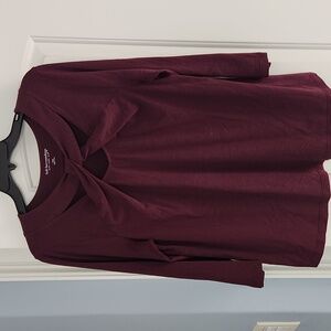 Soft surroundings Burgundy top with tie detail